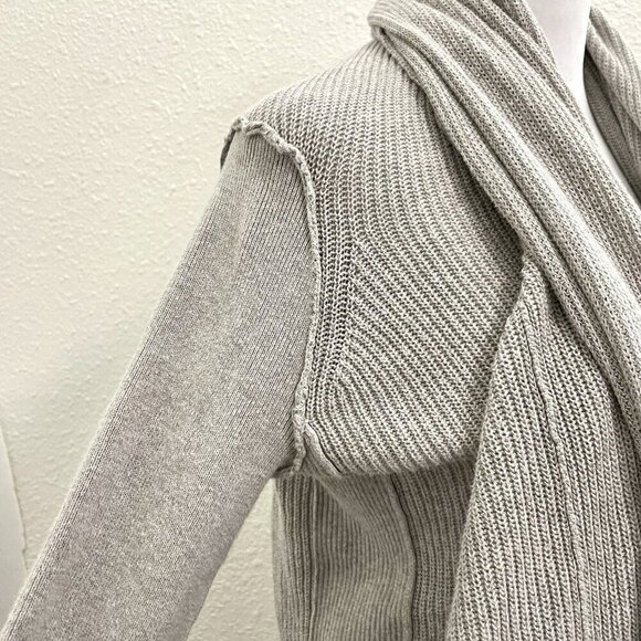 AllSaints Shawl Collar Exposed Seam Drape Cardigan Sweater Pockets Gray size 8 - Picture 3 of 7